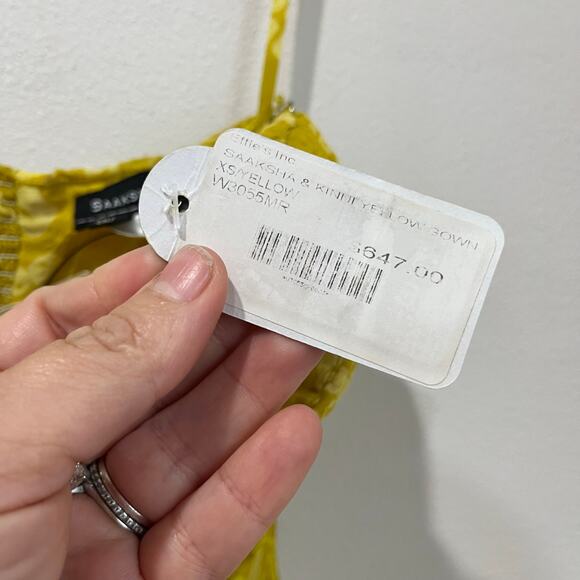 Saaksha & Kinni Bandhani Strapless Yellow Gown NWT Formal Maxi Dress XS - Picture 7 of 12